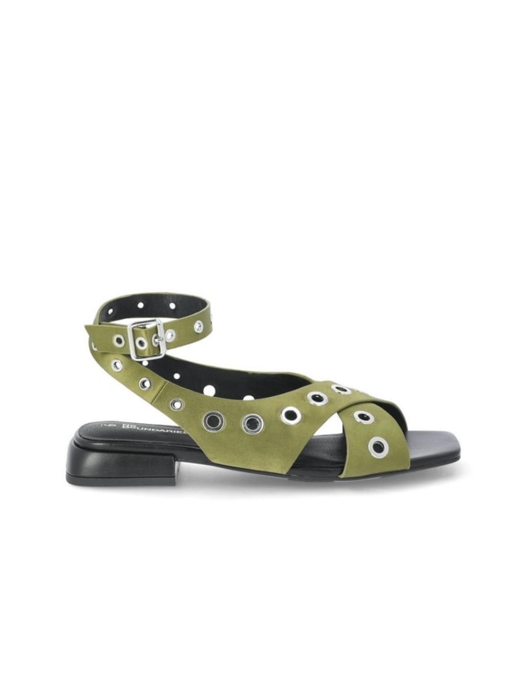 No Boundaries Olive Green Grommet Ankle Strap Sandal